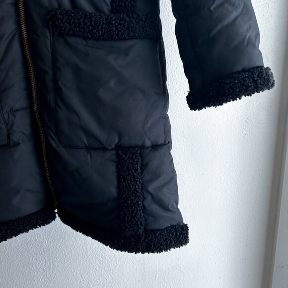 J.CREW SnowDay PrimaLoft Puffer Black Jacket Coat with Sherpa Trim XS P - Picture 7 of 11